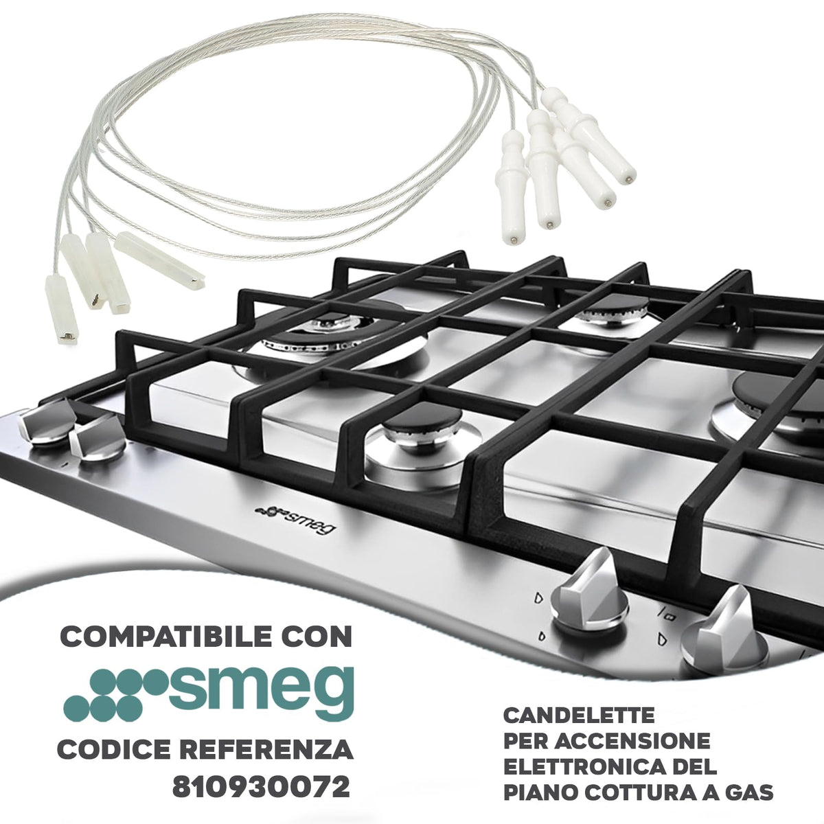 CG94 - Candelette per Accensione Elettronica del Piano Cottura a Gas Kit 4 Pezzi Compatibile Cod. - 810930072