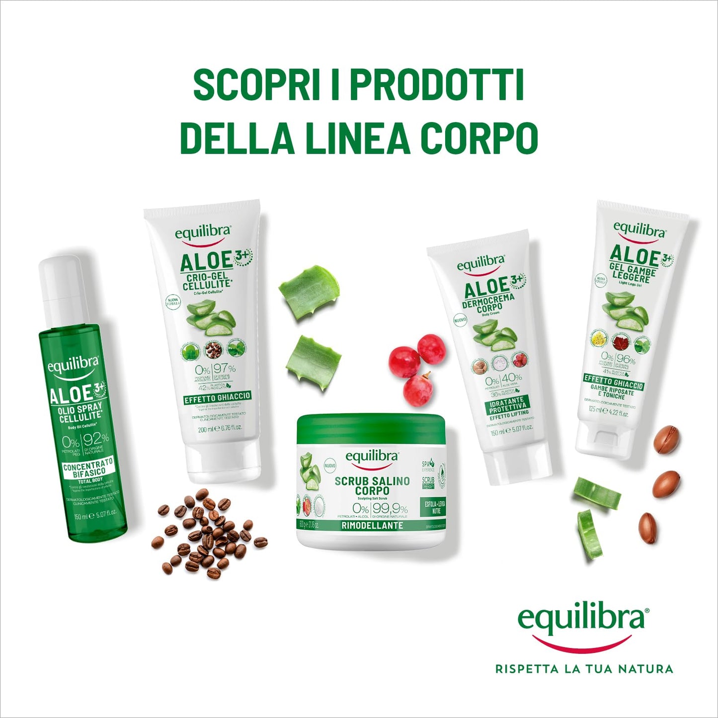Equilibra, Olio Corpo Cellulite* Concentrato Bifasico, 150ml, con Aloe Vera Equilibra, Attivo Vegetale da Microalga, Estratto di Ippocastano, Olio di Lentisco, Olio di Vinaccioli, ed Edera