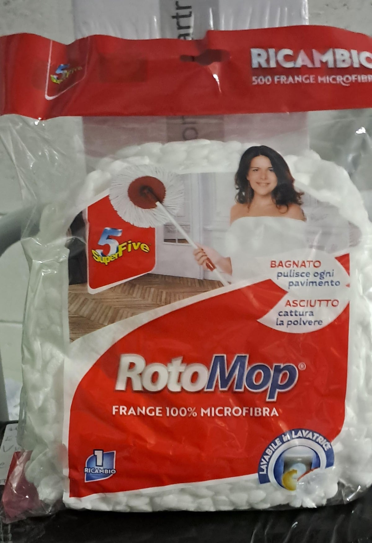 Ricambio Panno Tondo 5 Pezzi in Microfibra per Rotomop Super Five Gira STRIZZA 360-