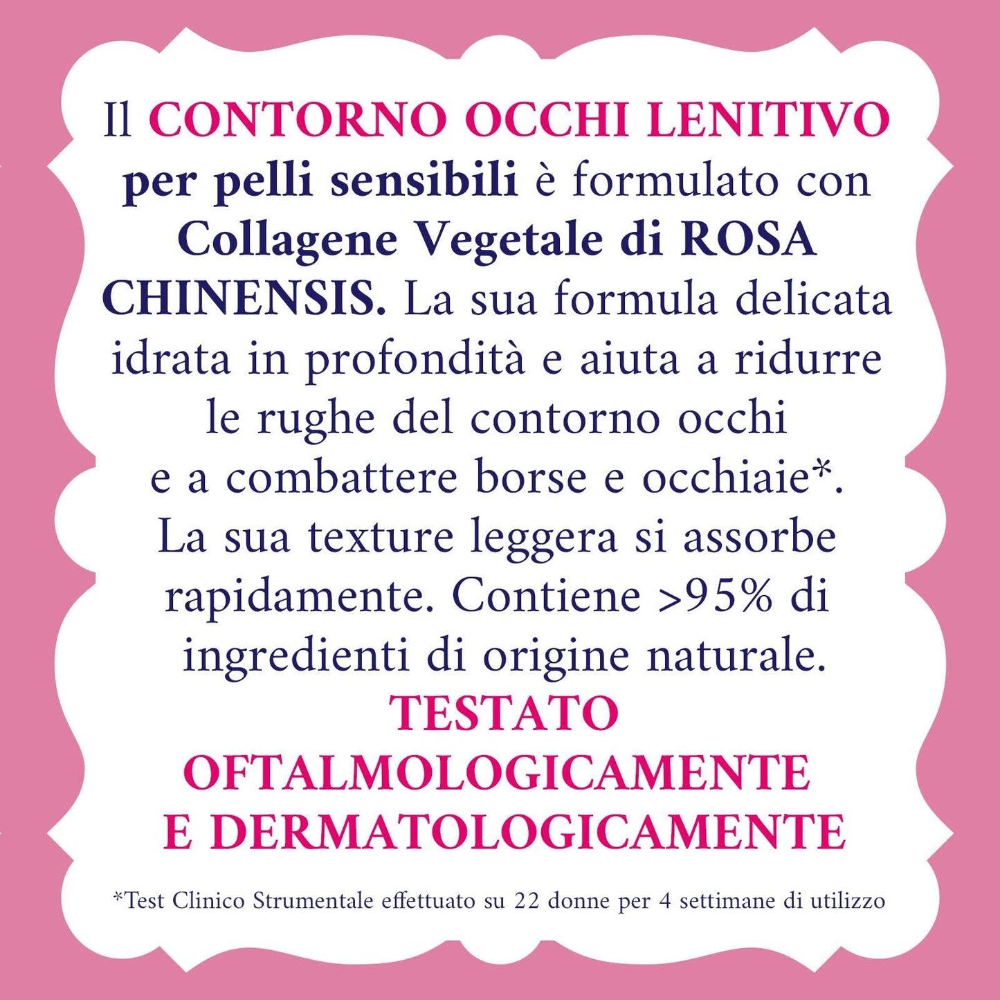 Acqua alle Rose, Contorno Occhi Antirughe Lenitivo, Crema Occhi Antirughe, Antiborse e Antiocchiaie - Con Collagene Vegetale di Rosa Chinensis, Ideale per Pelli Sensibili o Secche - 15 ml