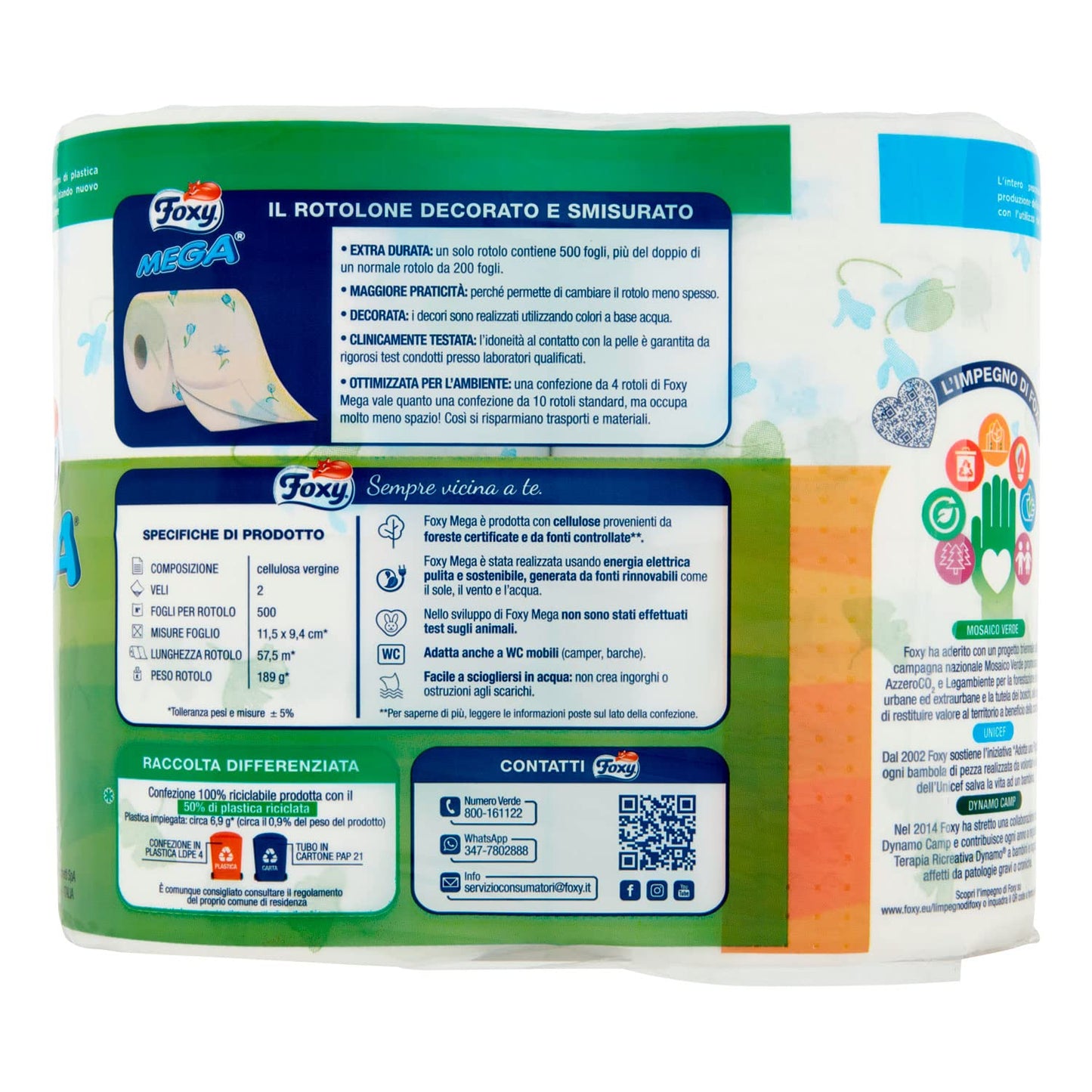 Foxy Carta Igienica Mega Decorata, Confezione da 4