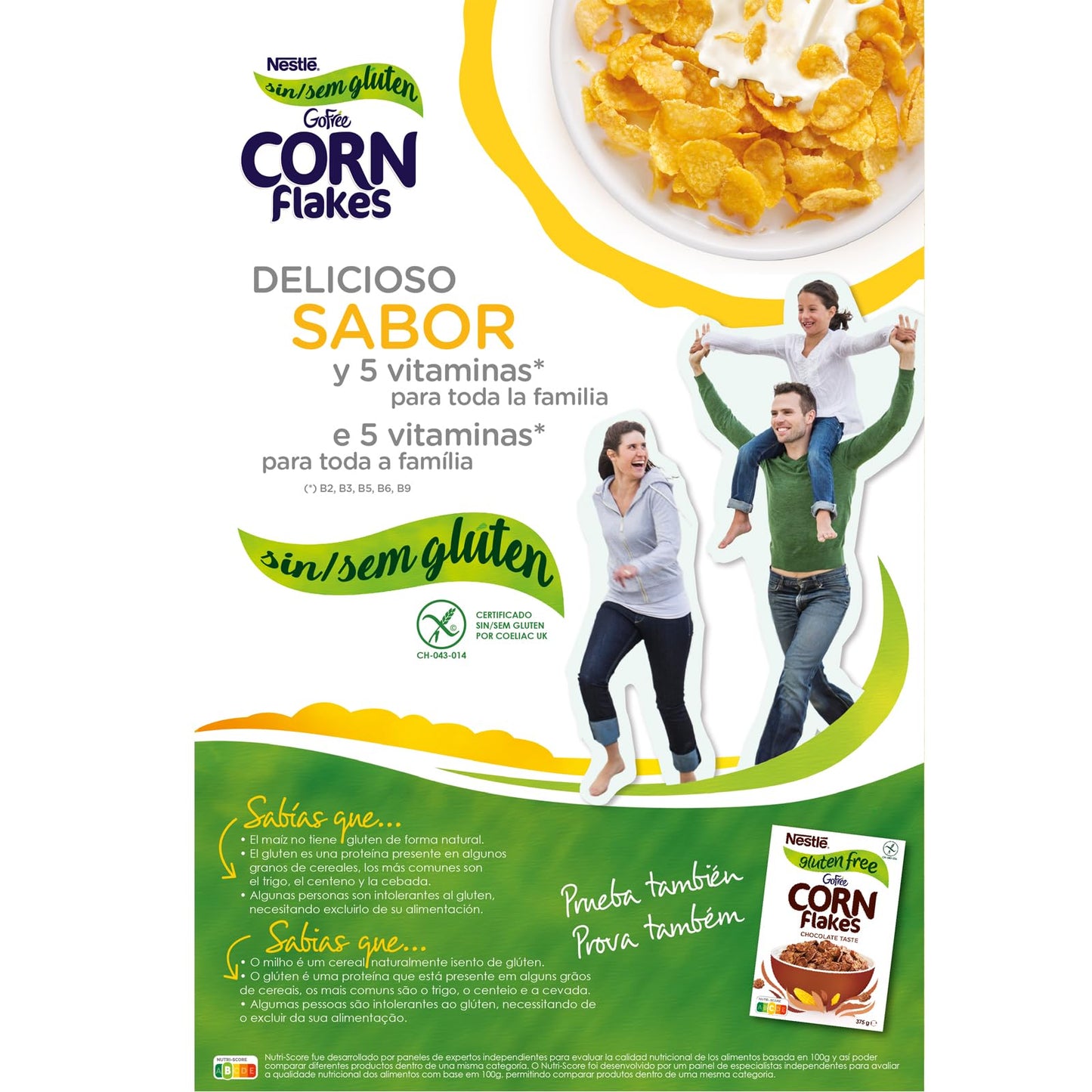 Nestlé Go Free Corn Flakes Fiocchi di Mais Senza Glutine, 4 Confezioni da 375 g