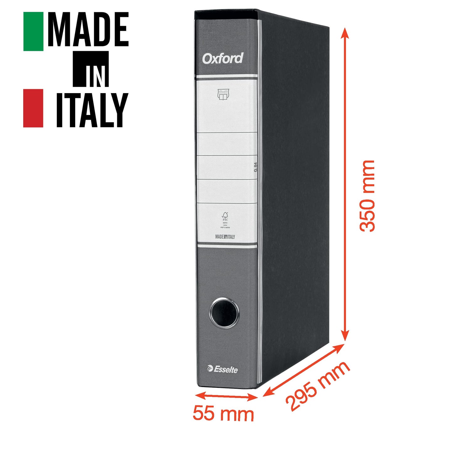 ESSELTE G84 OXFORD Registratore - f.to protocollo dorso 5 cm - Rosso - 1 Pezzo - 390784160