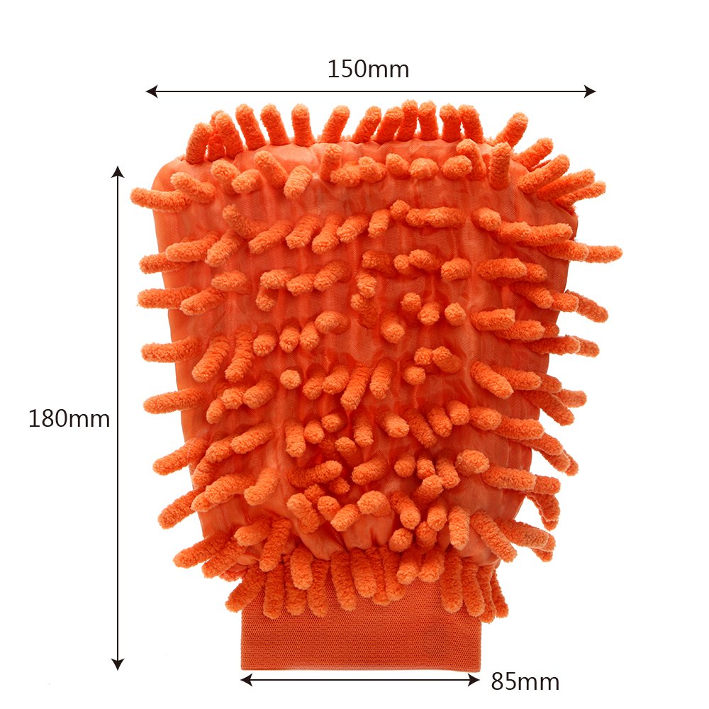 NOPNOG auto pulizia lavaggio guanti in ciniglia e panno in microfibra per pulizia arancione