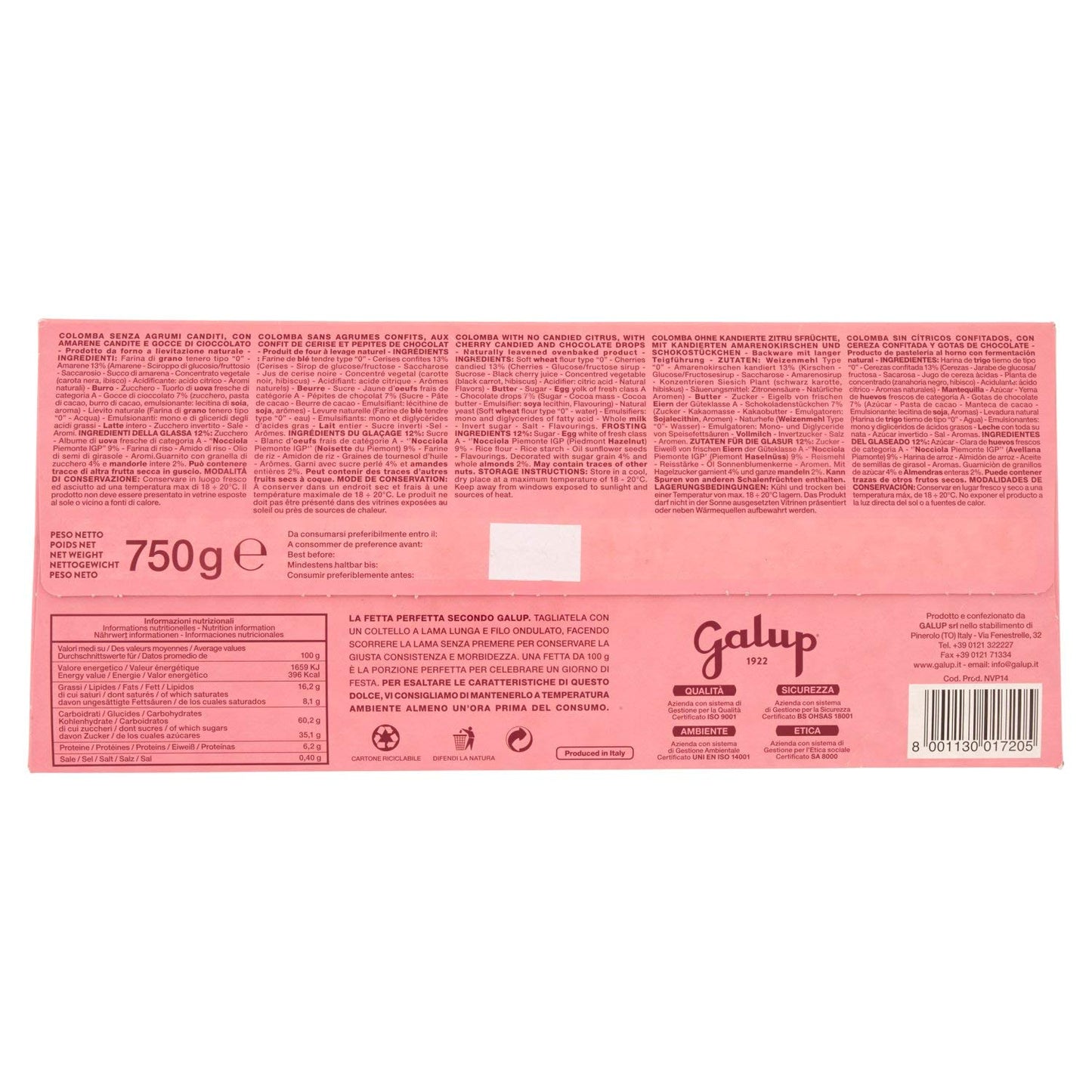 Galup Colomba Amarena e Cioccolato - 750 g