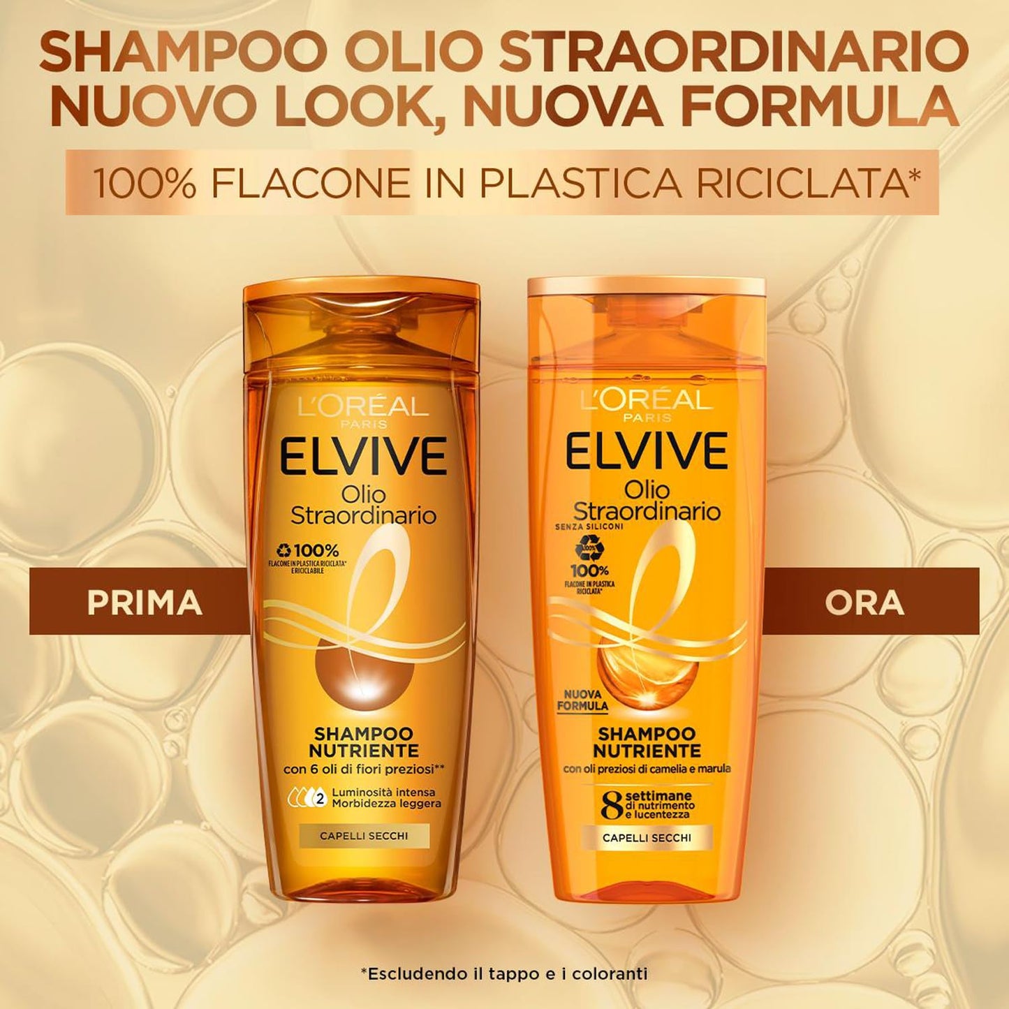 L'Oréal Paris Shampoo Elvive Olio Straordinario, Per Capelli Secchi o Spenti, Deterge e Nutre Donando Leggerezza, Per una Chioma Sana e Lucente, Con Oli Preziosi di Marula e Camelia, 200 ml