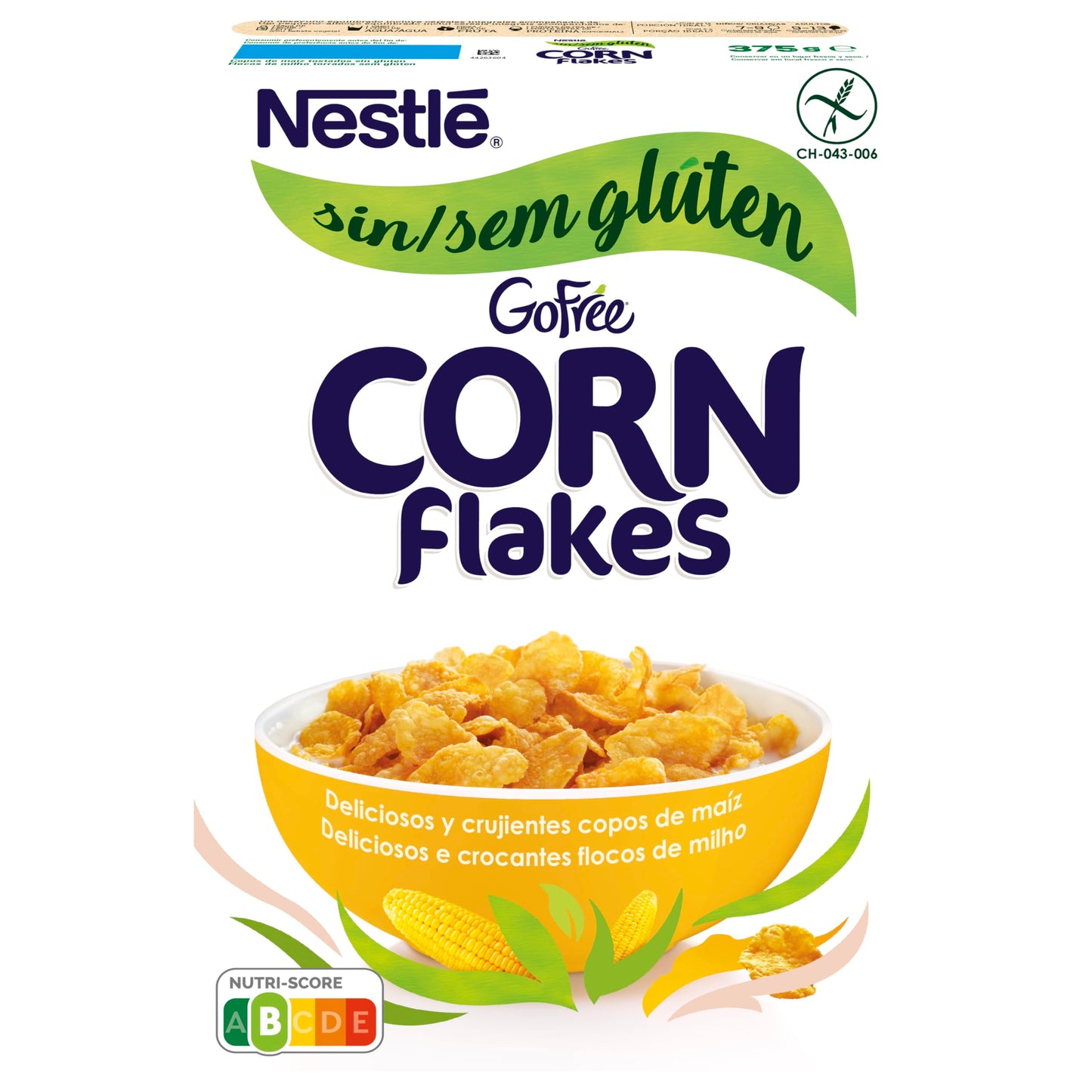 Nestlé Go Free Corn Flakes Fiocchi di Mais Senza Glutine, 4 Confezioni da 375 g