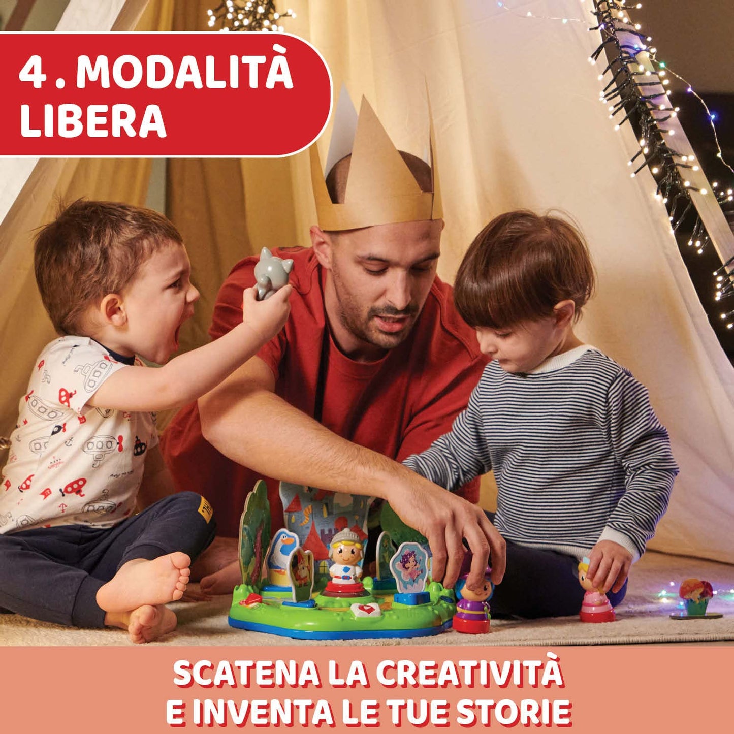Chicco Fabulous il Creastorie, Cantastorie per Bambini 2 Anni, 6 Anni, in 4 Lingue, 10 Personaggi, 4 Modalità, 90 Min di Contenuti, Ispirato al Metodo Montessori, Ascolta e Crea Storie