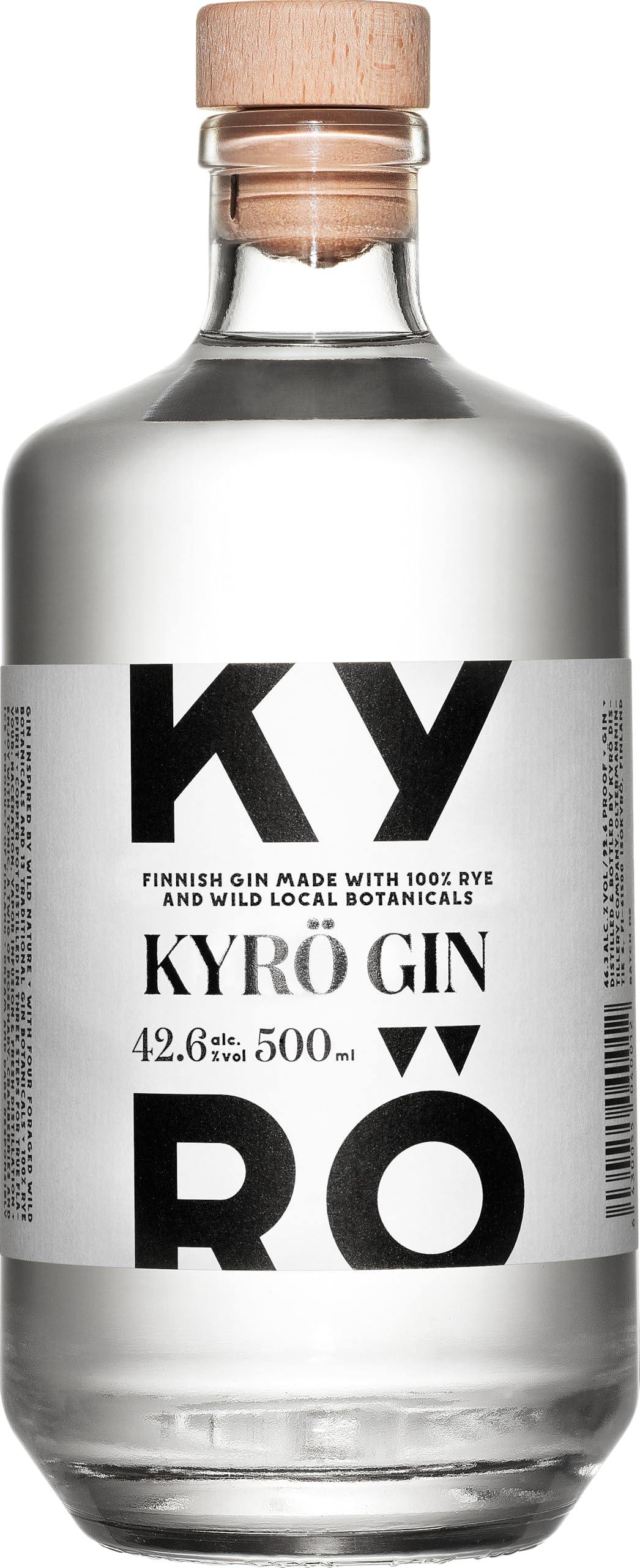 Kyrö - Gin Finlandese, Distillato di Segale con Aggiunta di 20 Botaniche, Senza Glutine, Bottiglia in Vetro da 500 ml