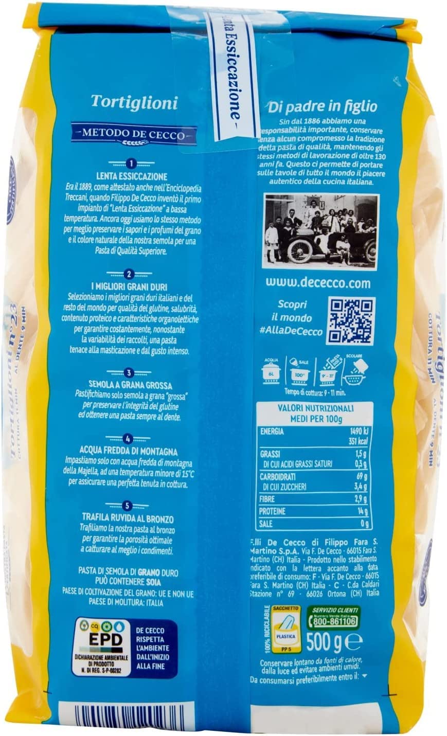 PASTA DE CECCO G500 N23 TORTIGL.