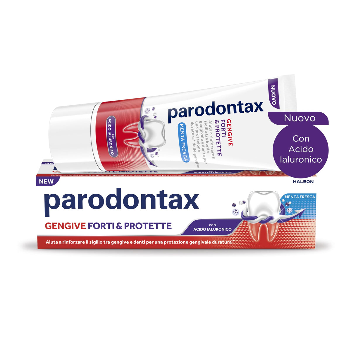 Parodontax Gengive Forti & Protette Dentifricio Quotidiano con Acido Ialuronico, Aiuta a Rinforzare il Sigillo tra bordo gengivale e Denti, Menta Fresca, 75ml
