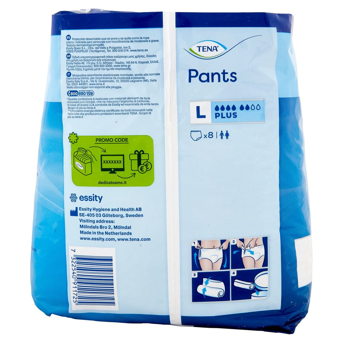 Tena Pants, Taglia L, 8 Pezzi
