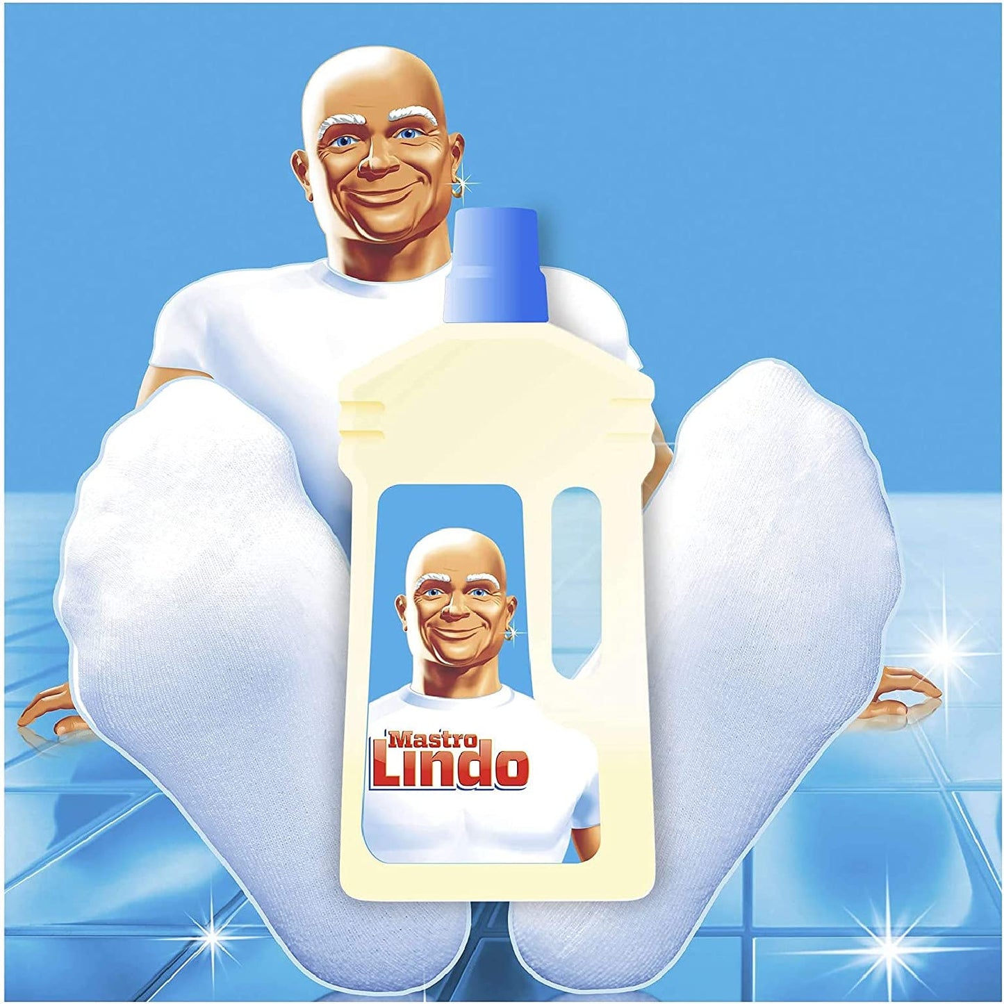 Mastro Lindo Detersivo Pavimenti, Liquido Multiuso, 6 Confezioni (6 x 950 ml), Limone, Maxi Formato, Pulito Brillante con Poco Sforzo, Efficace Multisuperficie