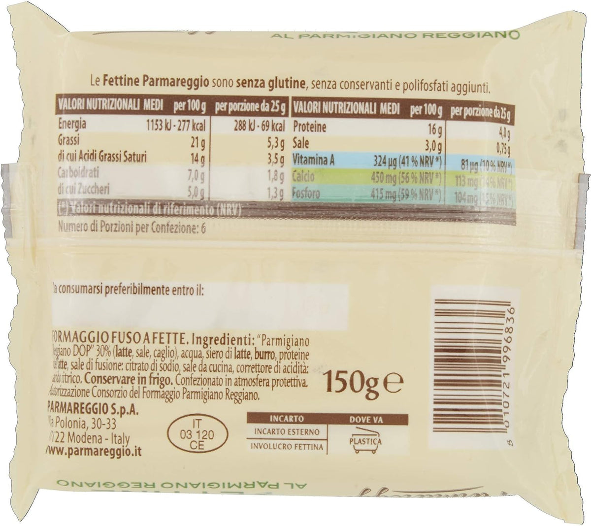 Parmareggio Gustose Fettine al Parmigiano Reggiano, 150 Gr.