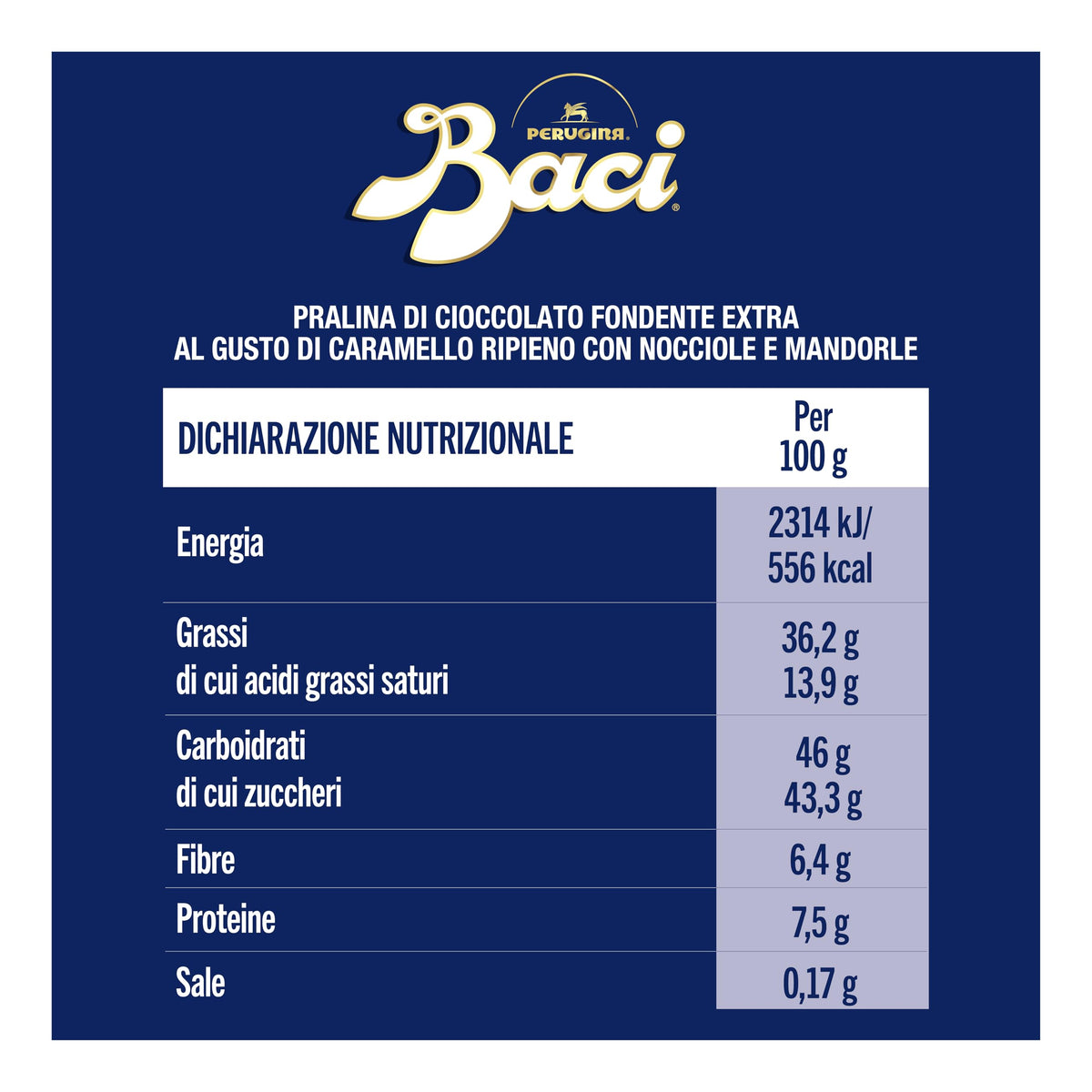 BACI PERUGINA Caramellato alle Mandorle Cioccolatini Fondenti ripieni al Gianduia, Scatola Cuore San Valentino 100g