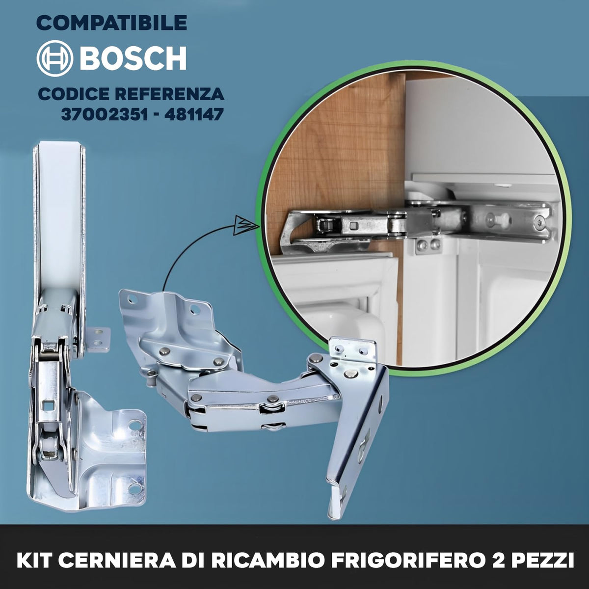 CG94 - Kit Cerniera di Ricambio Frigorifero 2 Pezzi - Compatibile BO_SCH 481147