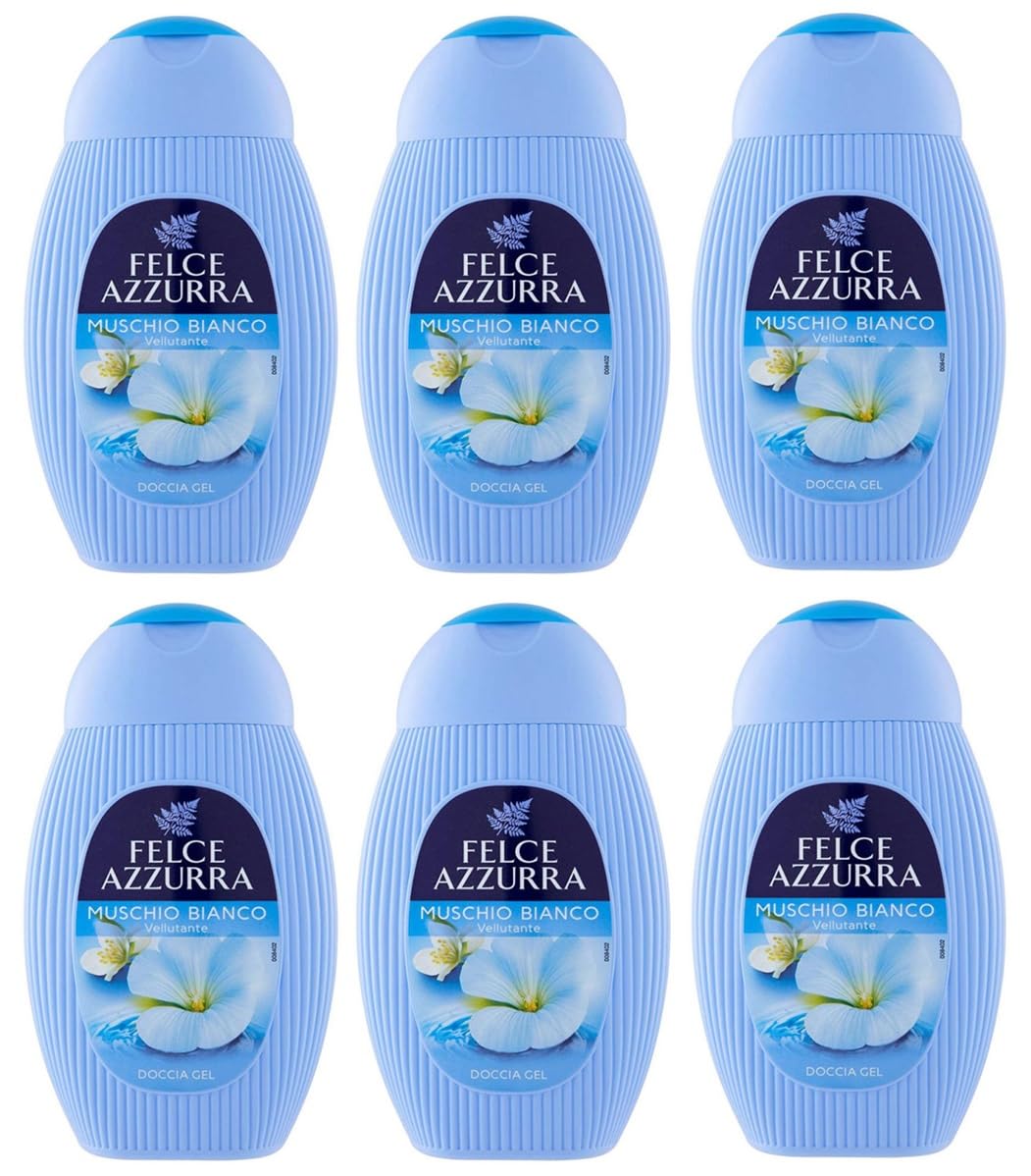 6x Felce Azzurra Muschio Bianco Gel da Doccia - Doccia Gel Bagnoschiuma 250ml