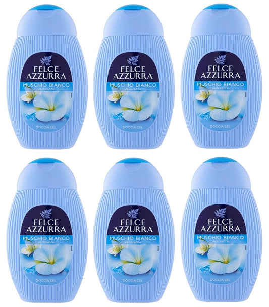 6x Felce Azzurra Muschio Bianco Gel da Doccia - Doccia Gel Bagnoschiuma 250ml