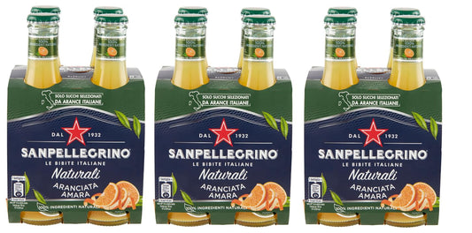 12x San Pellegrino Aranciata Amara Naturali Bevanda Analcolica Rinfrescante con succo di Arancia italiano, Bottiglia di vetro 20cl