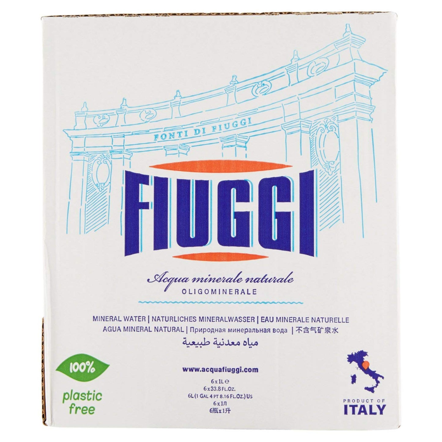 Fiuggi Acqua Minerale Naturele Oligominerale - Confezione da 6 x 1000 ml