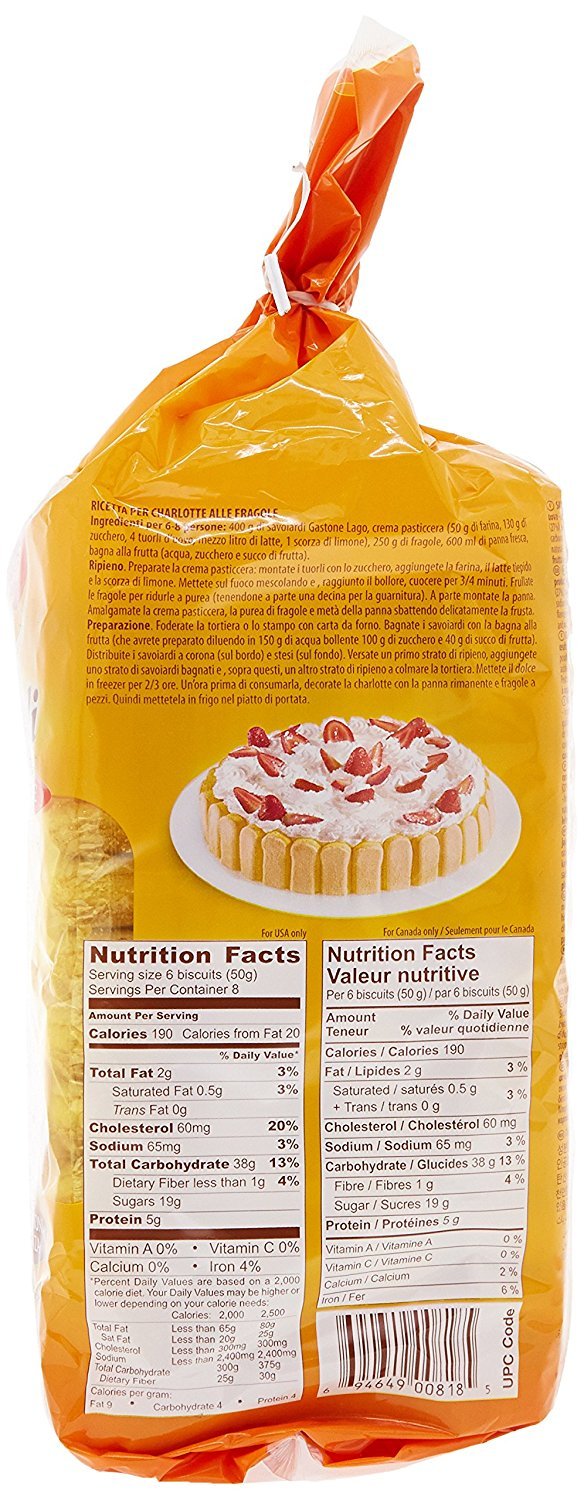 Gastone Lago: Savoiardi Ladyfingers (in inglese britannico spugna dita) 399,7 g (400 gr) Confezioni (confezione da 3)