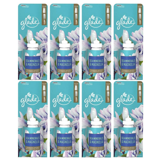 glade Sense and Spray Refill 18 ml – Minerali marini e magnolia, confezione da 8