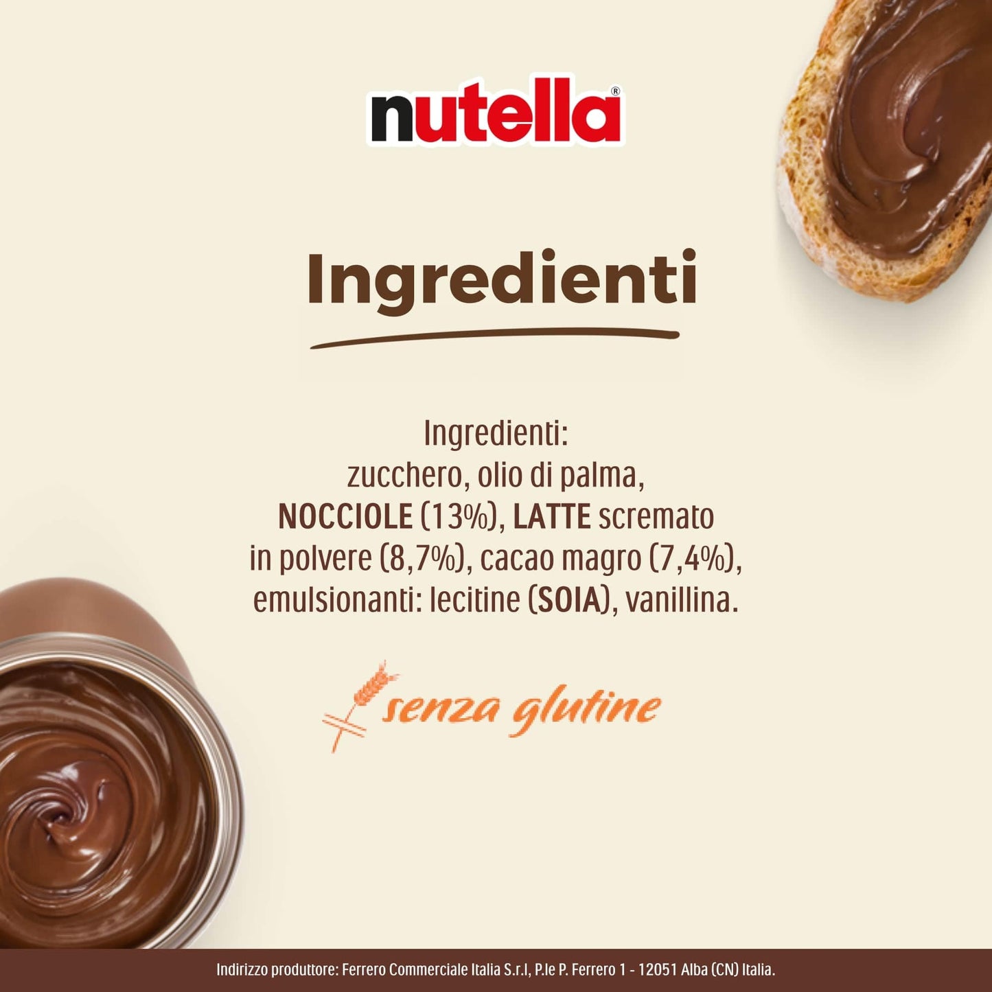 Nutella - Crema Spalmabile alle Nocciole e Cacao, Senza Glutine, Conservanti e Grassi Idrogenati, Ottimale a Colazione, Vasetto da 950 gr
