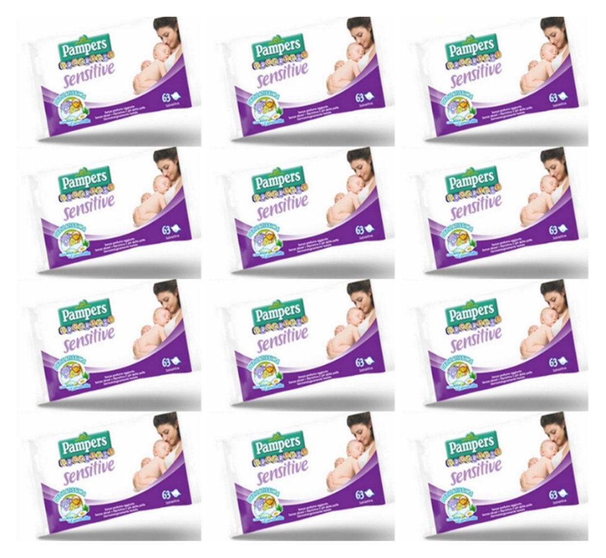 12 confezioni - SALVIETTINE PAMPERS PROGRESSI SENSITIVE - salviette per bambini