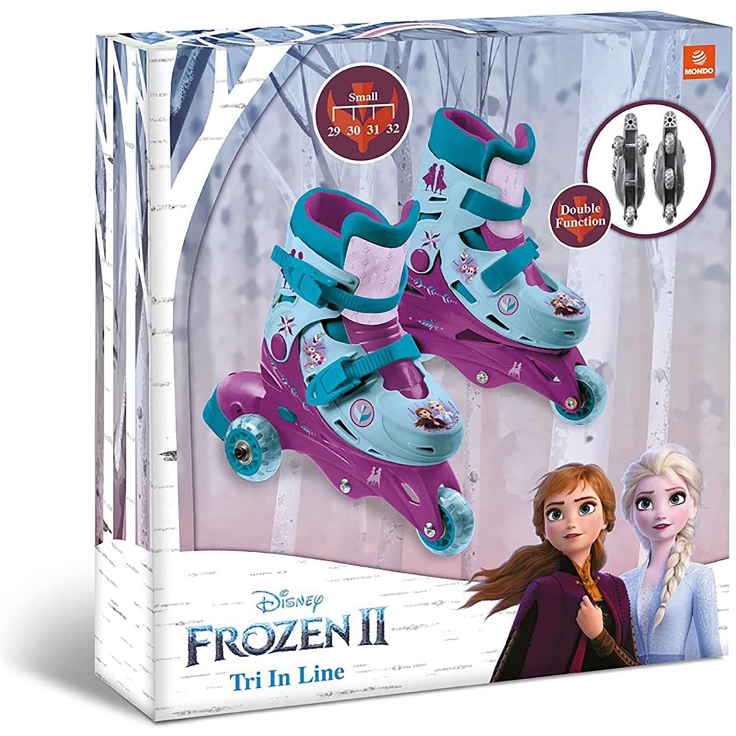 Mondo- 3 in Line Skate Frozen Disney Toys II Skates-Pattini Doppia Funzione Regolabili-Ruote PVC-Roller Bambina-Size S/Mis. 29/32-28299, Multicolore, S, 18278
