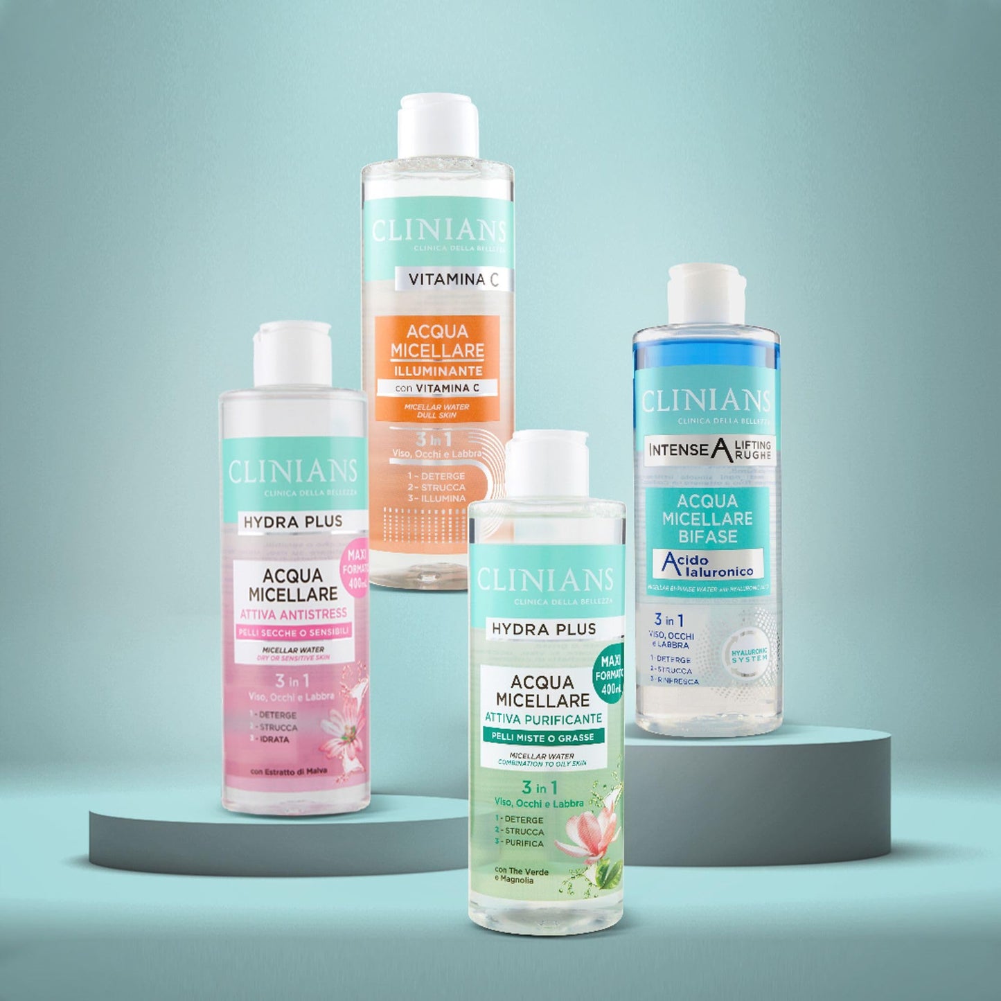 CLINIANS | Acqua Micellare Illuminante alla Vitamina C, Dermatologicamente testata, Pulisce Delicatamente, Made in Italy, 400 ml