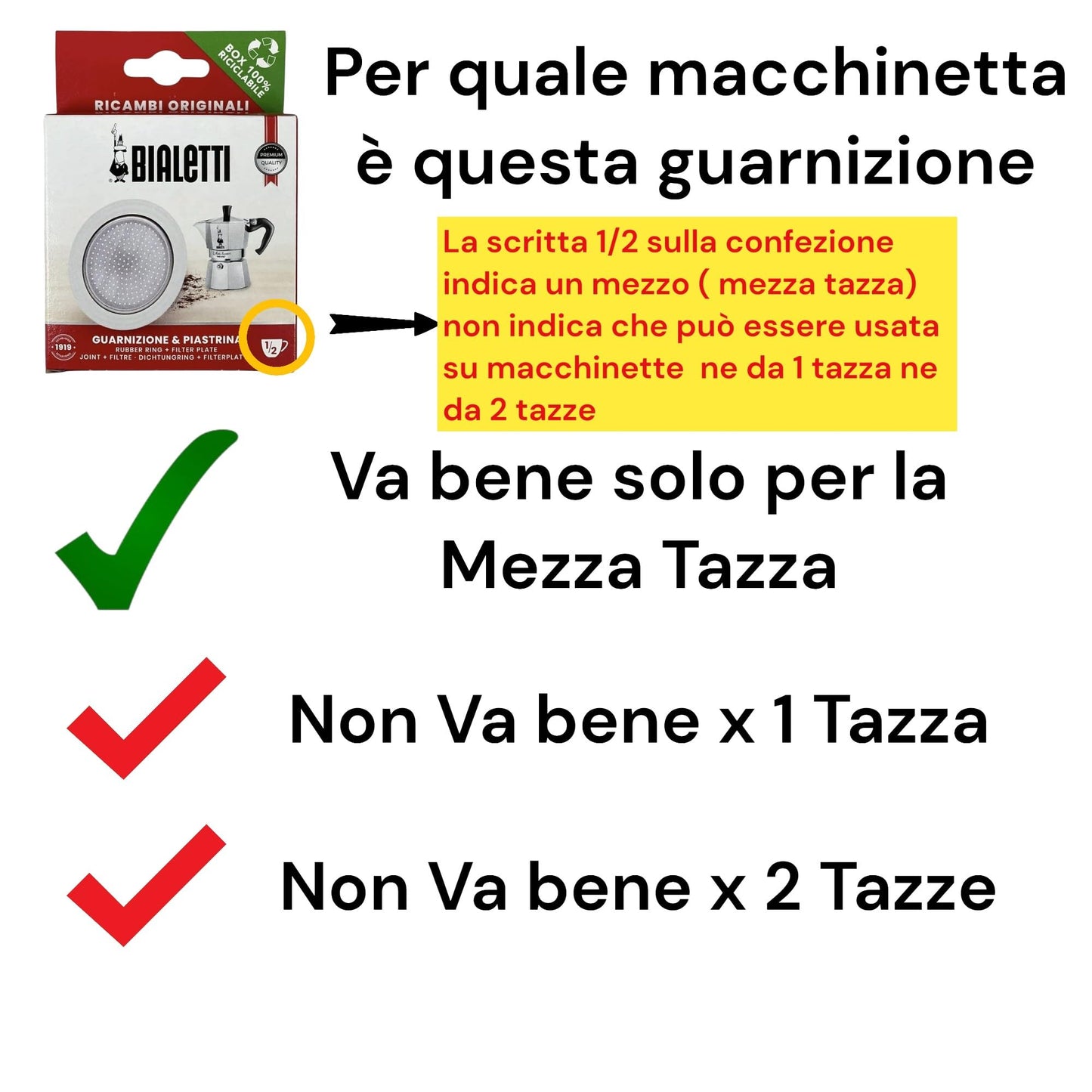Bialetti GUARNIZIONE E FILTRO RICAMBIO PER CAFFETTIERA MOKINA 1/2 TAZZA