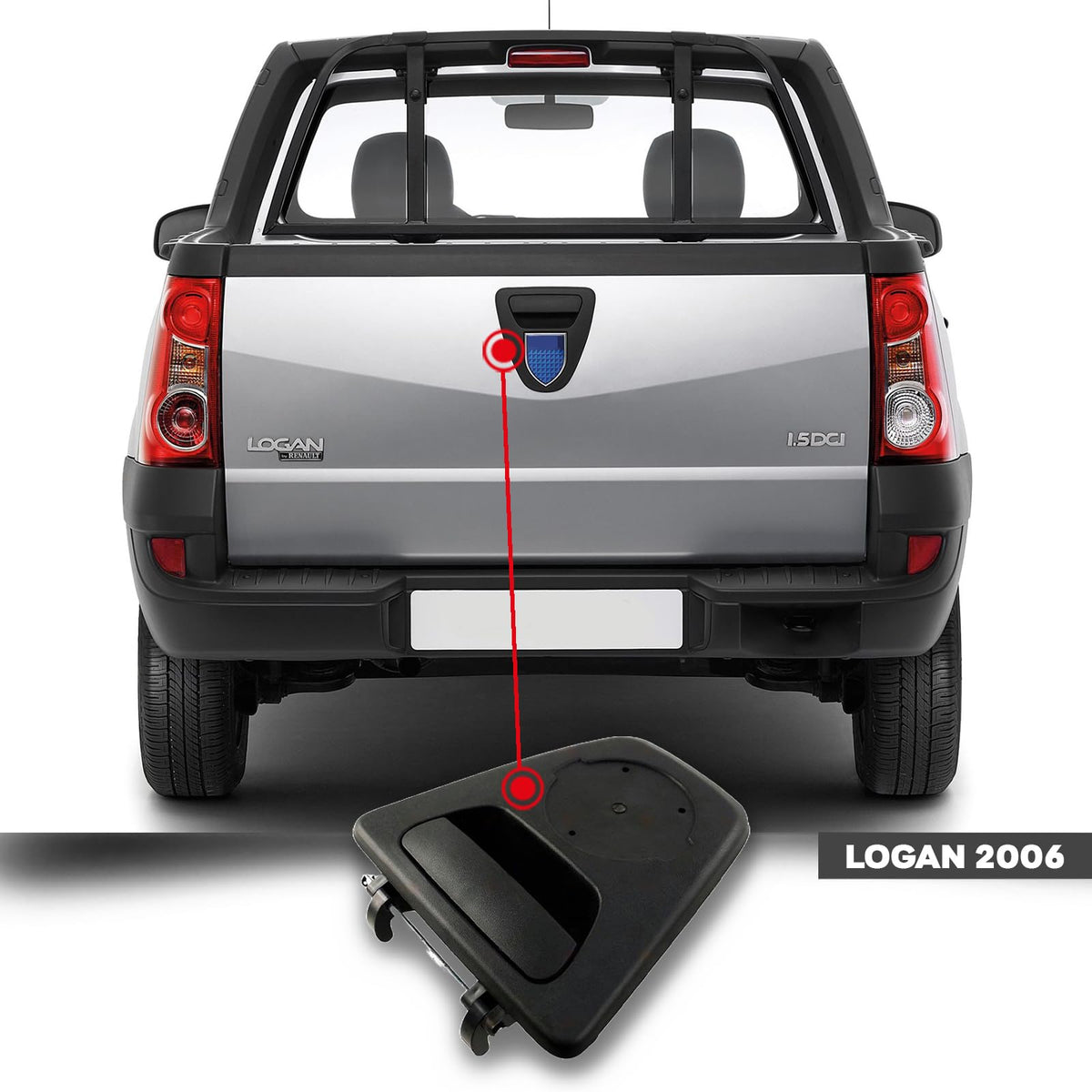 CG94 - Maniglia Portellone Nera Compatibile per Auto D. Logan 2006 - D. Logan 2008 Pick Up