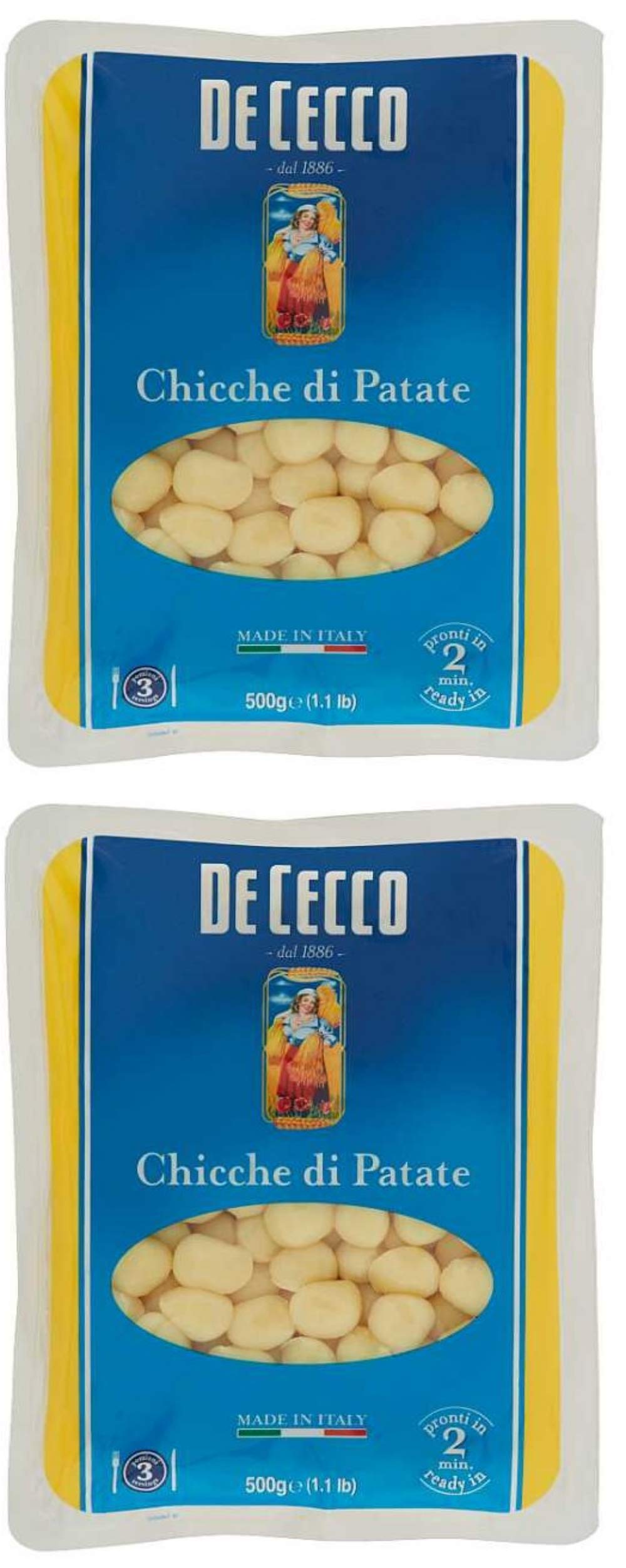De Cecco Chicche Di Patate Gnocchi di patate 19oz 500gr, confezione da 2