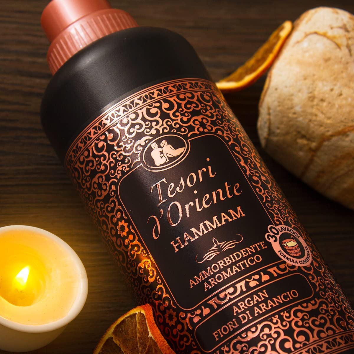 Tesori d'oriente, Hammam, ammorbidente aromatico all'olio di argan e ai fiori di arancio, 750 ml, confezione da 3 pezzi