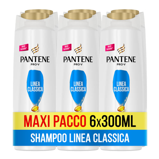 Pantene Pro-V Shampoo e Balsamo e Trattamento, Linea Classica Maxi Formato da 6 x 300 ml