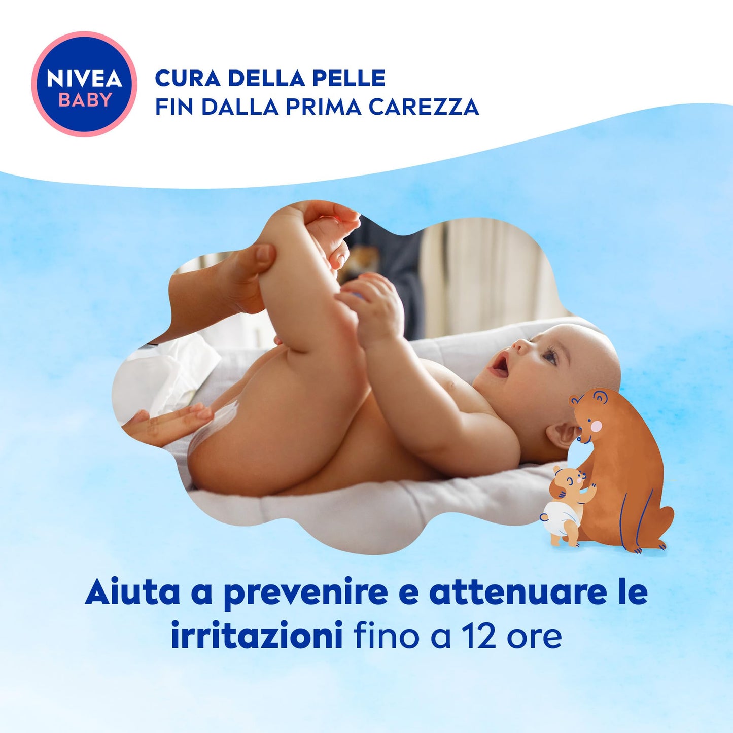 NIVEA BABY Cambio Pannolino Pasta Protettiva 100ml, Crema cambio pannolino lenitiva ed emolliente, Pasta cambio pannolino con Latte di Mandorla e Vitamine, Crema corpo neonato per una protezione 12h