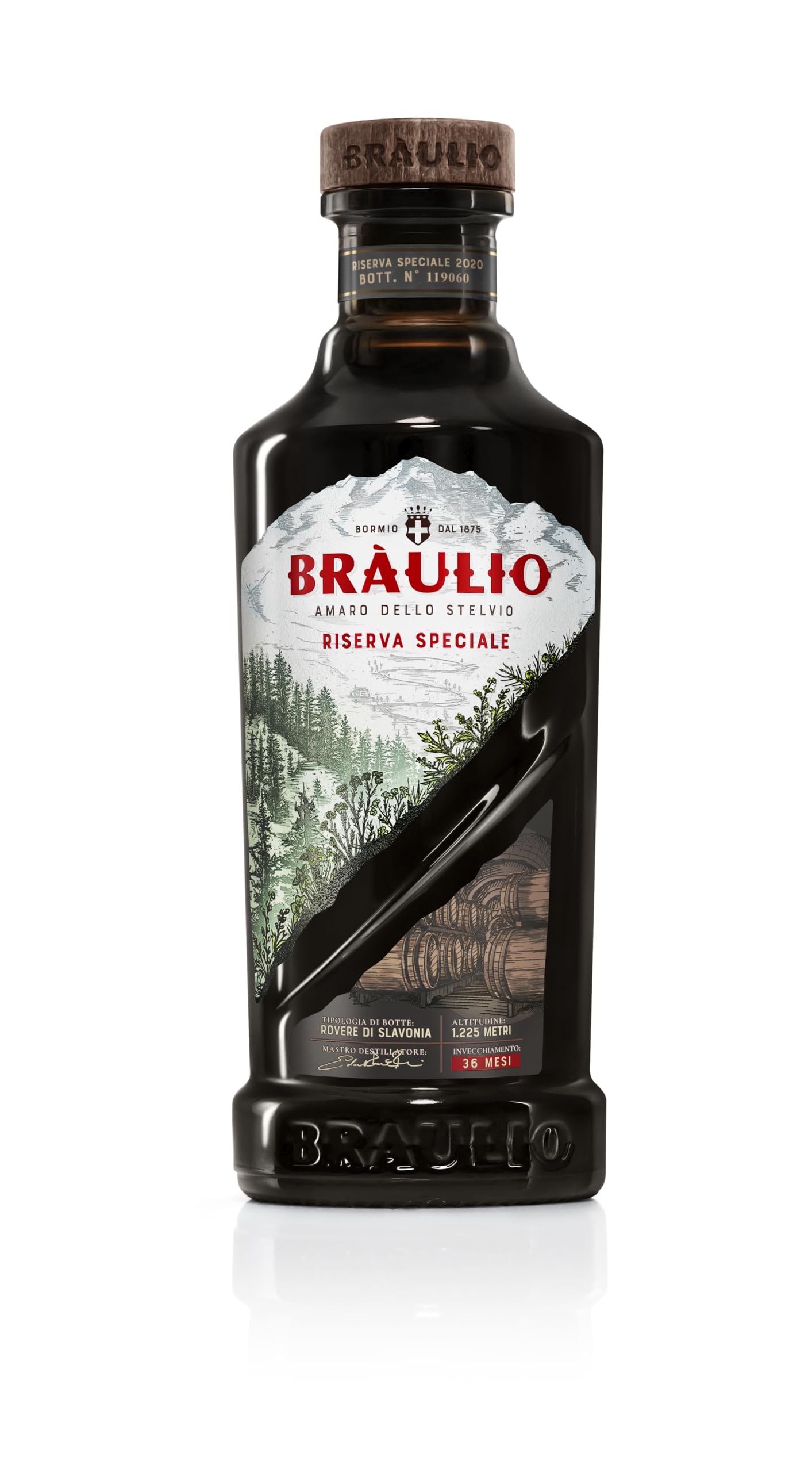 Braulio Riserva Speciale - Amaro dello Stelvio alle Erbe, 70 cl, Invecchiato 36 Mesi, 24,7% Vol