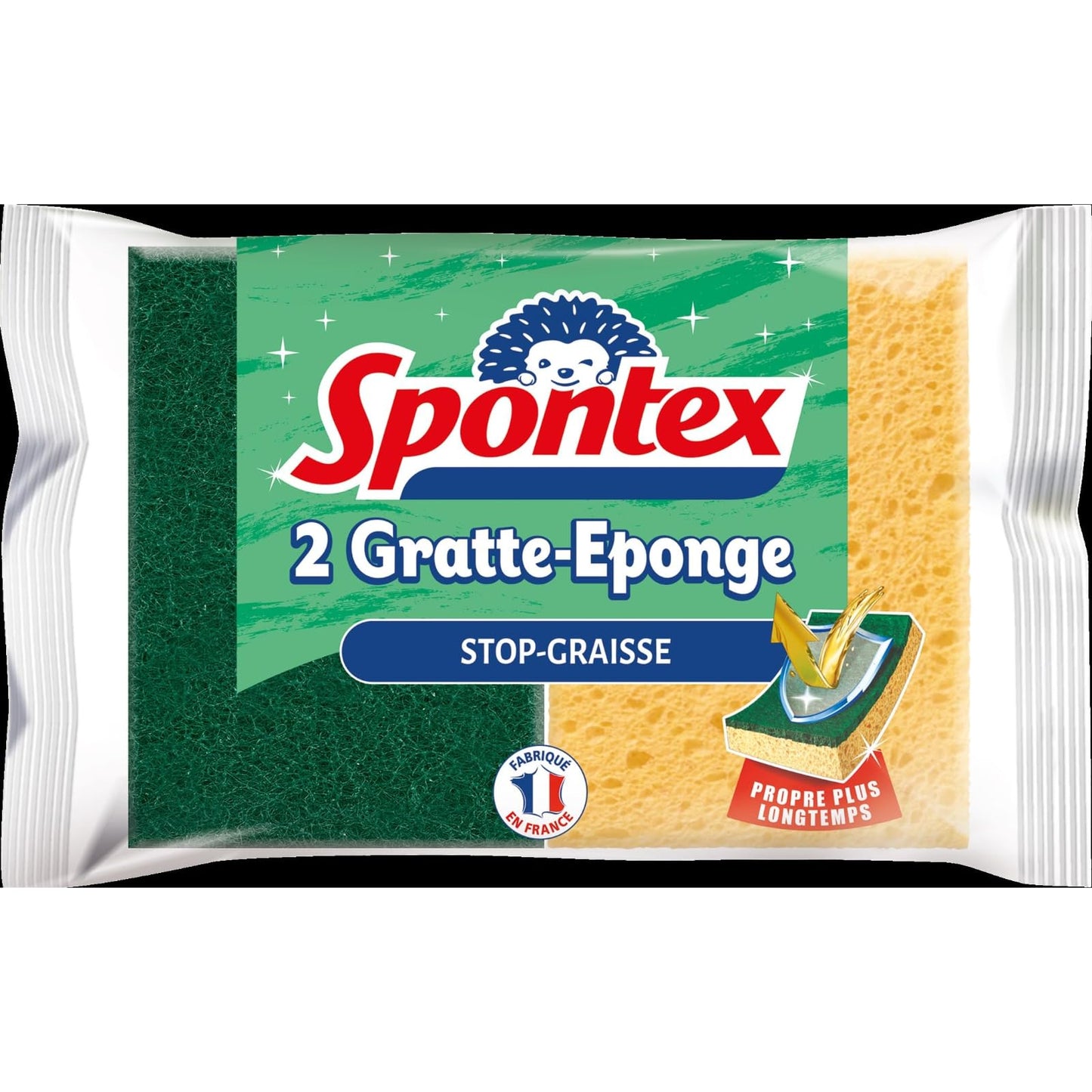 Spontex - Grattaspugna Stop-Grasso - 2 spugne raschianti verdi protezione antigrasso