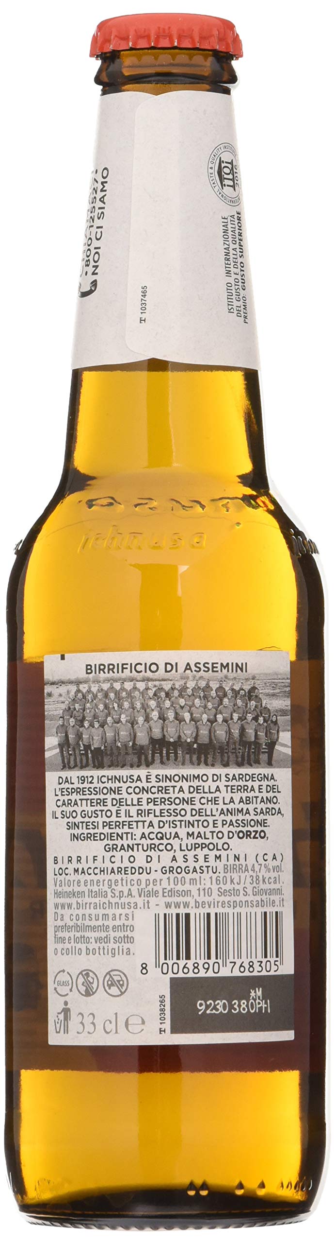 Ichnusa Set 8 Birra in Bottiglia 33x3 Vetro Bevanda alcolica da tavola, Multicolore, 330 ml (Confezione da 8), 8 unità