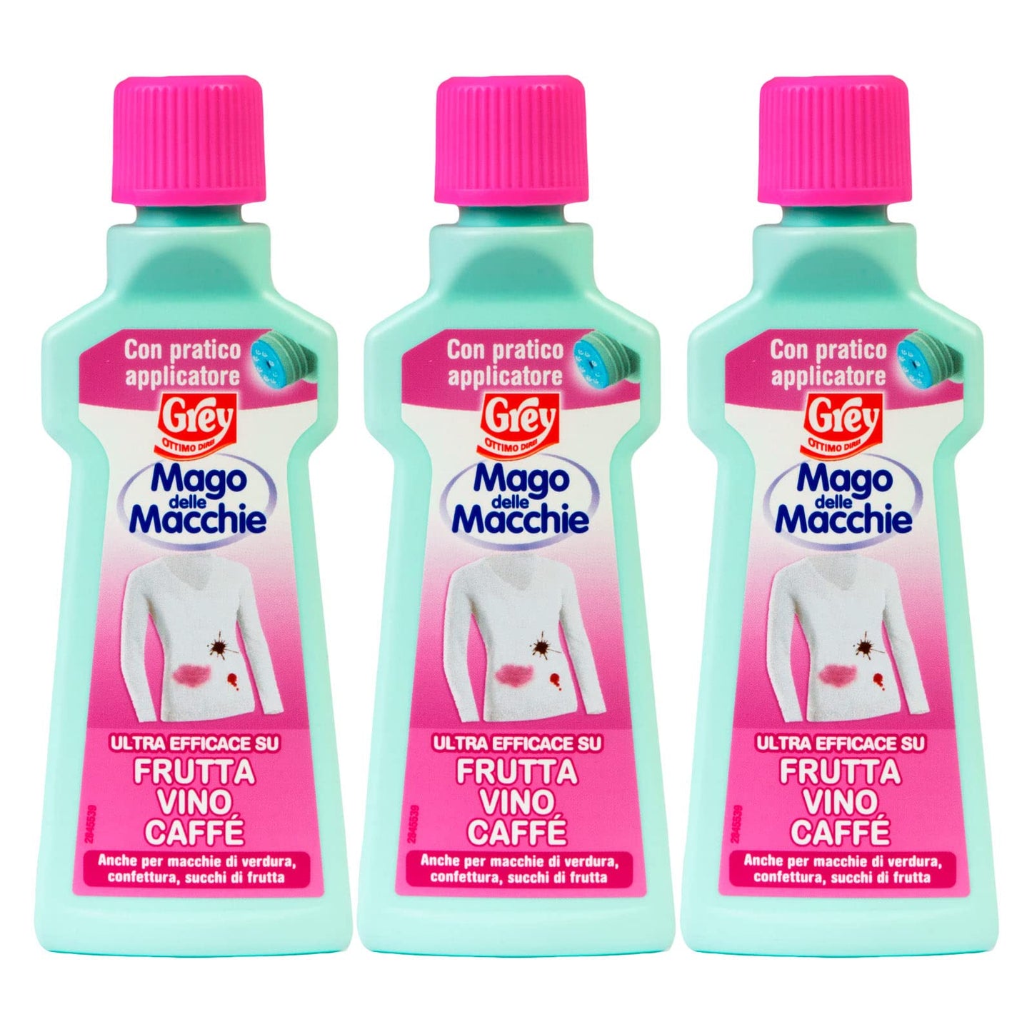 3x Grey Mago delle Macchie Smacchiatore Tessuti per Macchie di Frutta Vino e Caffè - 3 Flaconi da 50ml Ognuno