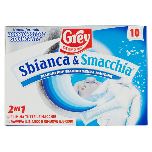 Grey Sbianca e Smacchia Buste Detergente, 10 Pezzi