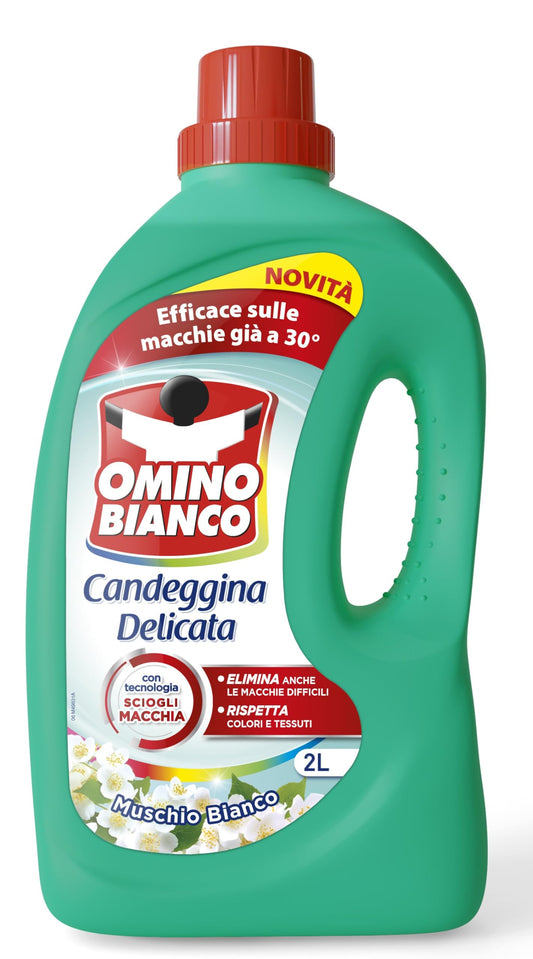 Omino Bianco - Candeggina Delicata, Tecnologia Anti Odor, Azione Igienizzante e Smacchiante, 2000 ml