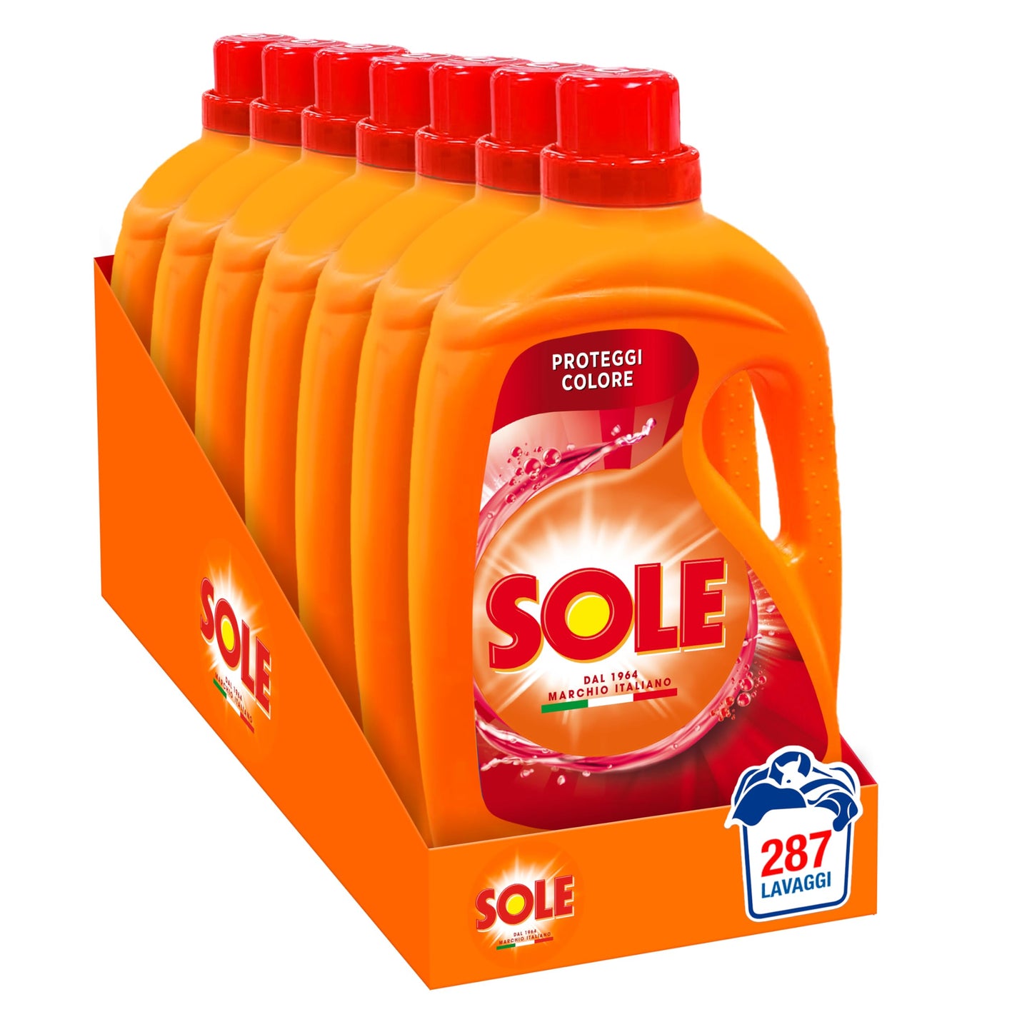 Sole Detersivo Lavatrice Proteggi colore 287 Lavaggi, (7x41), Formula igienizzante, Detersivo Lavatrice Liquido Proteggi colore, rimuove le macchie a basse temperature