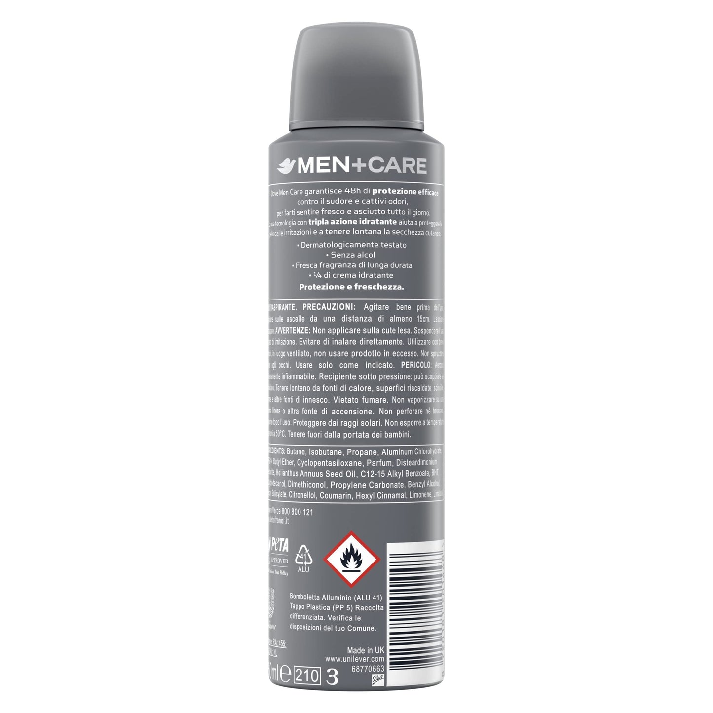 Dove Men+Care Deodorante Spray Cool Fresh, con 1/4 di Crema Idratante, Deodorante Uomo Antitraspirante Senza Alcol, Aiuta a Ridurre le Irritazioni, Fino a 48 Ore di Protezione, 6 pezzi da 150 ml