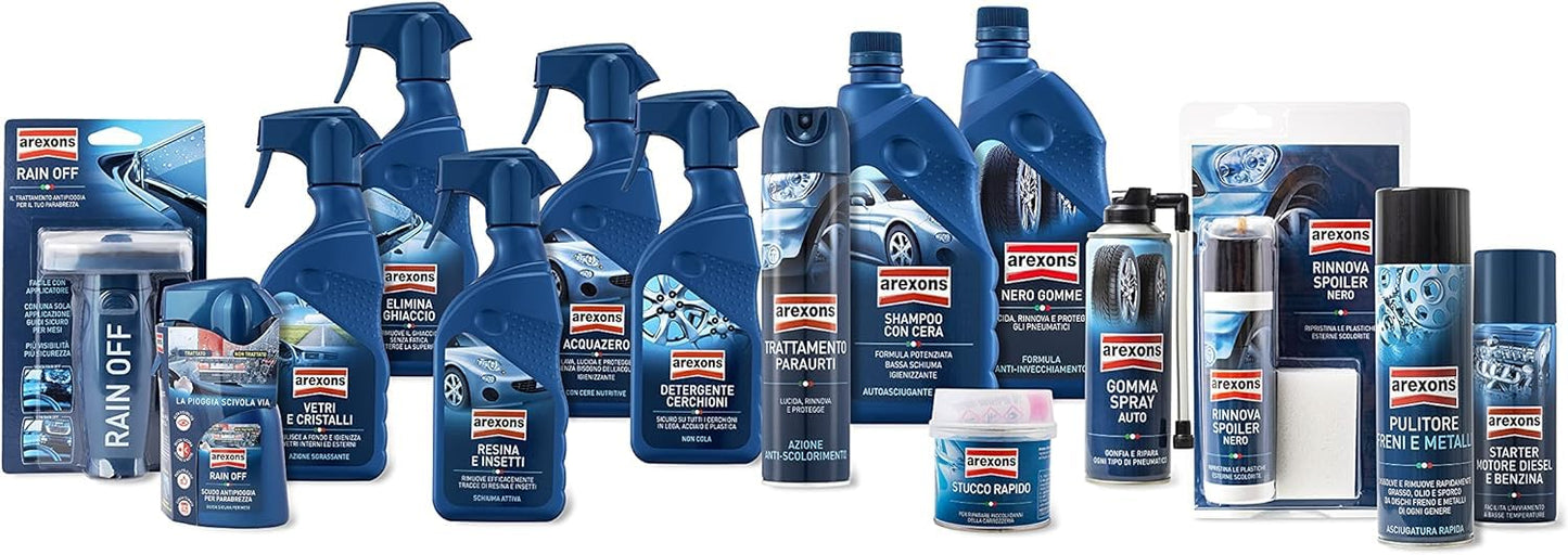 AREXONS | Cura Auto, Trattamento Paraurti 400 ml, Lucida, Rinnova e protegge parautri e superfici esterne, Trattamento auto con azione lucidante, Previene il depositarsi della polvere
