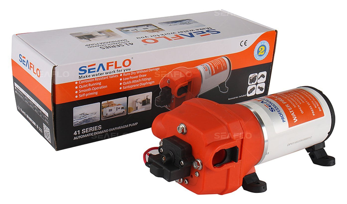 SEAFLO POMPA AUTOCLAVE ACQUA silenziosa da 12V 17 litri con PRESSOSTATO Barca Camper
