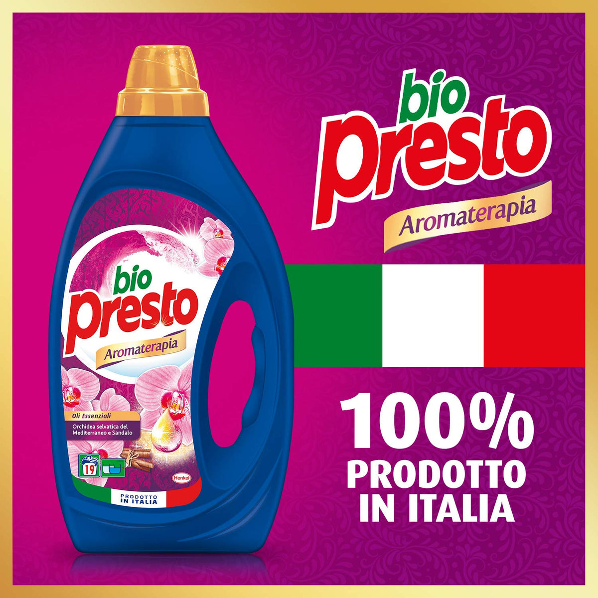 Bio Presto Liquido, Detersivo Lavatrice Liquido, Aromaterapia alla Orchidea, confezione risparmio 6 x 19 Lavaggi (114 lavaggi)