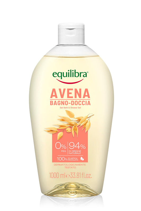 Equilibra Corpo, Avena Bagno-Doccia, Bagno-Doccia Avena Delicato ad Azione Detergente e Protettiva, Adatto a Tutta la Famiglia, con Estratto di Avena e Tensioattivi di Origine Vegetale, 1000 ml