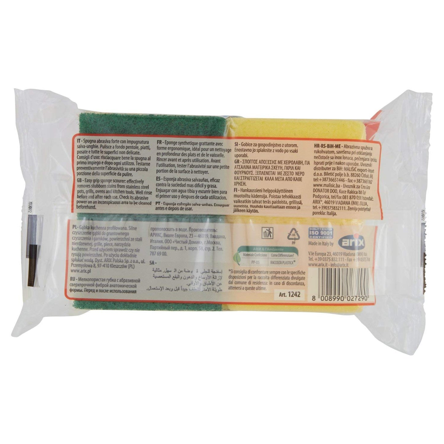 Arix Spendelli, Spugna abrasiva con Impugnatura Salva-Unghie Confezione da 2 Pezzi, by