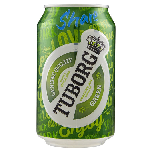 Tuborg, Cassa con 24 Lattine da 33cl, Birra Lager, Gusto Fresco e Dissetante, Gradazione Alcolica 5.0% Vol